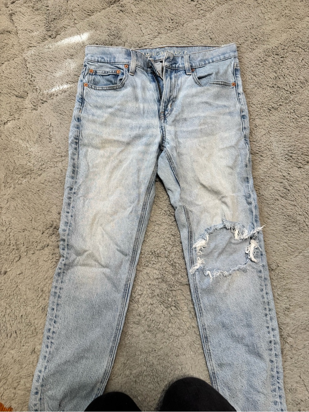 American Eagle Outfitters Light Wash Slim Straight Distressed Jeans